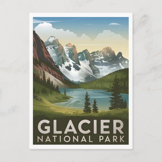 Carte Postale Parc national du Glacier vintage (Devant)