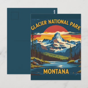 Carte Postale Parc national du Glacier Vintage voyage Montana