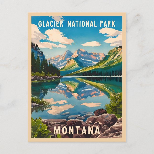 Carte Postale Parc national du Glacier Vintage voyage Montana (Devant)