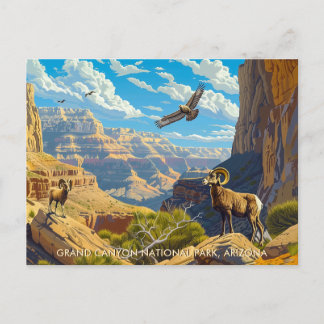 Carte Postale Parc national du Grand Canyon Faune Art Vintage