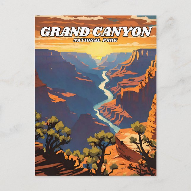 Carte Postale Parc national du Grand Canyon illustration rétro (Devant)
