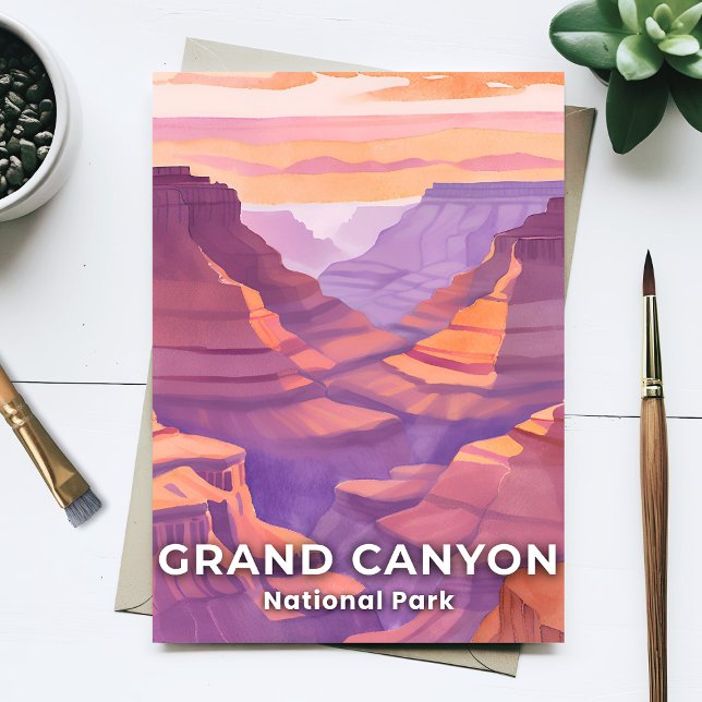 Carte Postale Parc national du Grand Canyon Watercolor Travel (Créateur téléchargé)