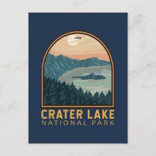 Carte Postale Parc national du lac Crater Emblem Vintage