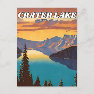 Carte Postale Parc national du lac Crater illustration rétro