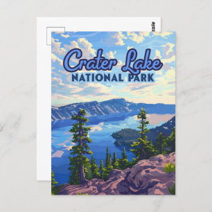 Carte Postale Parc national du lac Crater Oregon Retro
