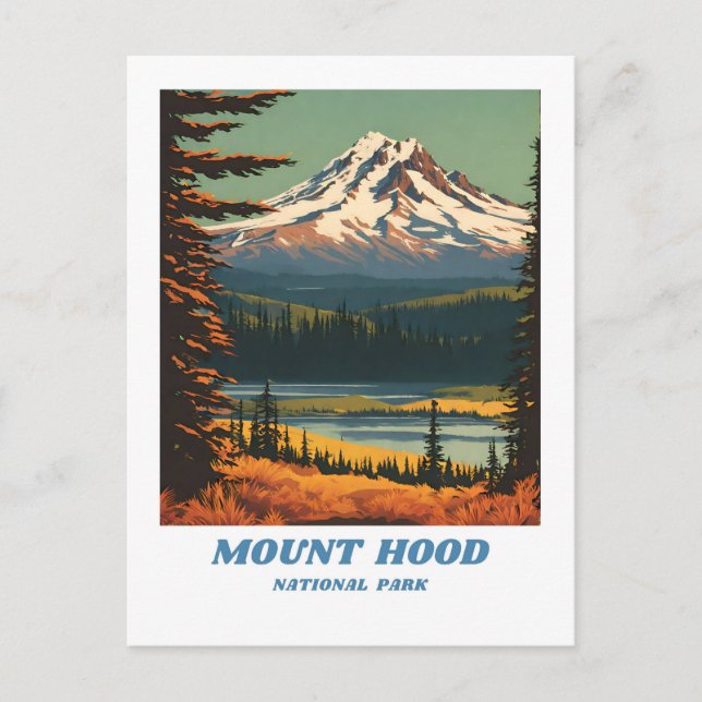Carte Postale Parc national du Mont Hood illustration retro Vaca (Devant)