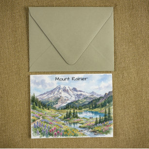 Carte Postale Parc national du mont Rainier, art à l'aquarelle
