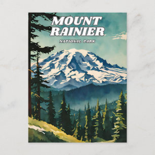 Carte Postale Parc national du Mont-Rainier illustration retro C