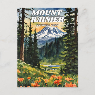 Carte Postale Parc national du Mont-Rainier illustration rétro d