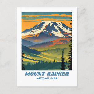 Carte Postale Parc national du Mont-Rainier illustration retro V
