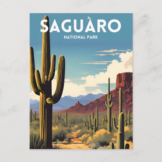 Carte Postale Parc national du Saguaro Affiche de voyage traditi (Devant)