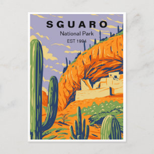 Carte Postale Parc national du Saguaro Arizona Vintage voyage ré