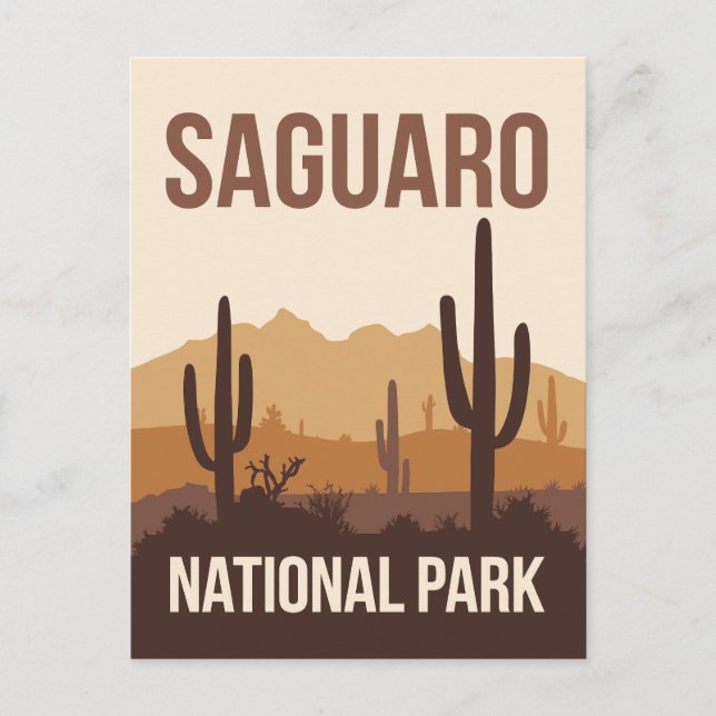 Carte Postale Parc national du Saguaro Art de voyage minimal (Devant)