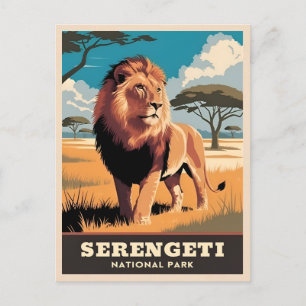 Carte Postale Parc national du Serengeti Vintage voyage Tanzanie