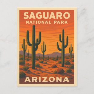 Carte Postale Parc national du Vintage voyage rétro Saguaro Ariz