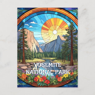 Carte Postale Parc national du Yosemite Faux Tissu Verre Mosaïqu