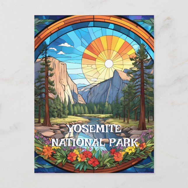 Carte Postale Parc national du Yosemite Faux Tissu Verre Mosaïqu (Devant)