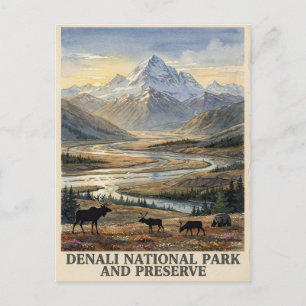 Carte Postale Parc national et réserve de Denali aquarelle