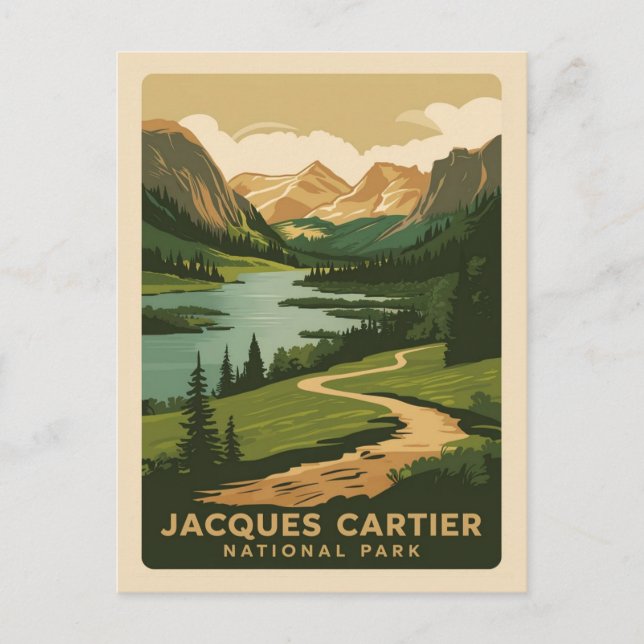 Carte Postale Parc national Jacques Cartier, style rétro (Devant)