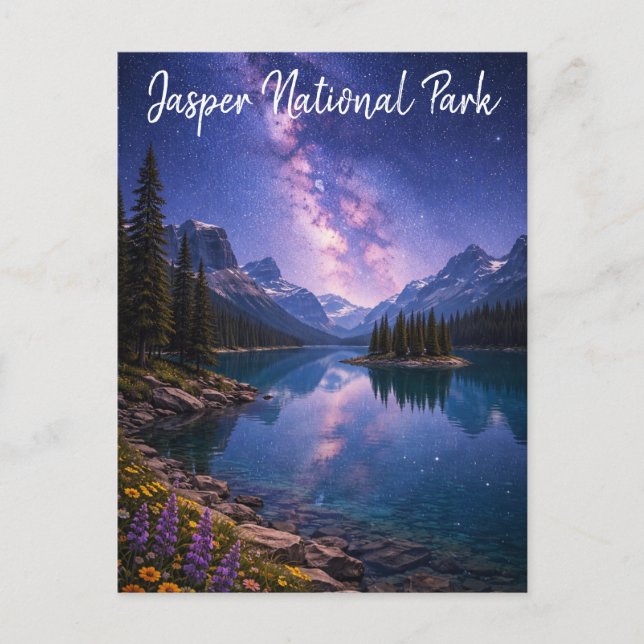 Carte Postale Parc national Jasper Canada la nuit (Devant)