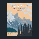 Carte Postale Parc national Jasper Canada Vintage d'art touristi<br><div class="desc">Design vectoriel du parc national Jasper. Le parc est le plus grand parc national des Rocheuses de l'Alberta.</div>