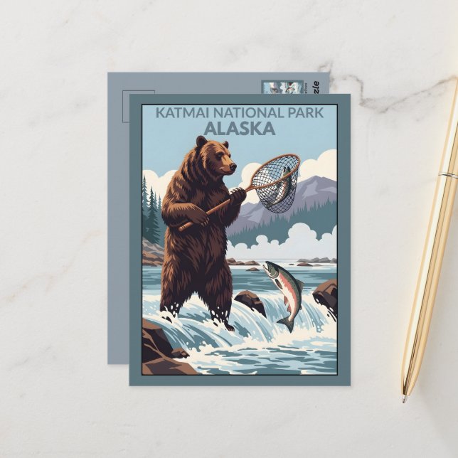 Carte Postale Parc national Katmai en Alaska (Devant/Arrière en situation)