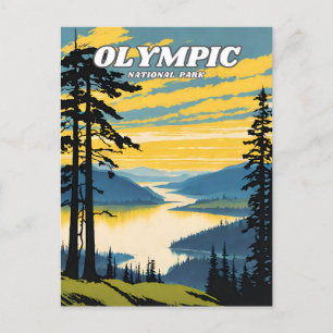 Carte Postale Parc national olympique illustration rétro Classic