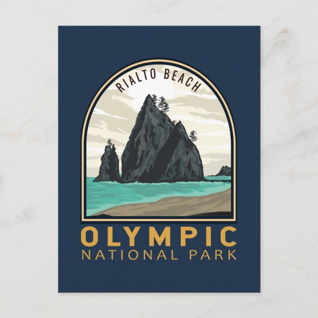 Carte Postale Parc national olympique Rialto Plage Emblem Vintag (Devant)