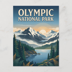 Carte Postale Parc national Olympique Washington Montagne Vintag