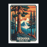 Carte Postale Parc national rétro Sequoia<br><div class="desc">Parc national rétro Sequoia. Cadeau parfait pour les amoureux du parc national de Sequoia.</div>
