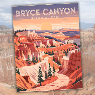 Carte Postale Parc national vintage de Bryce Canyon Sunset Utah