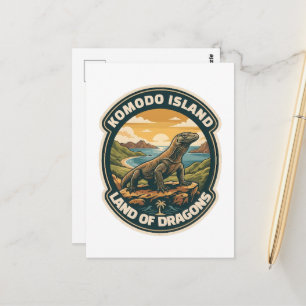 Carte Postale Parc national vintage de l'île de Komodo Indonésie
