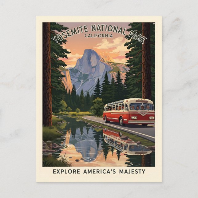 Carte Postale Parc national vintage de Yosemite (Devant)