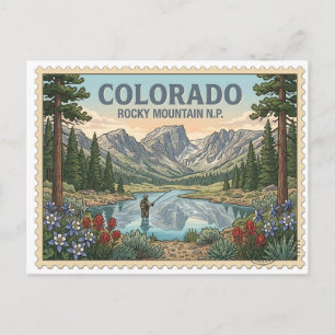 Carte Postale Parc national vintage des montagnes Rocheuses du C