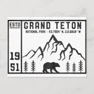 Carte Postale Parc national vintage Grand Teton Wyoming Mountain