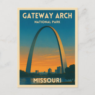 Carte Postale Parc national Vintage voyage Gateway Arch Missouri