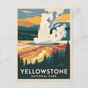 Carte Postale Parc national Vintage voyage Yellowstone Pittoresq