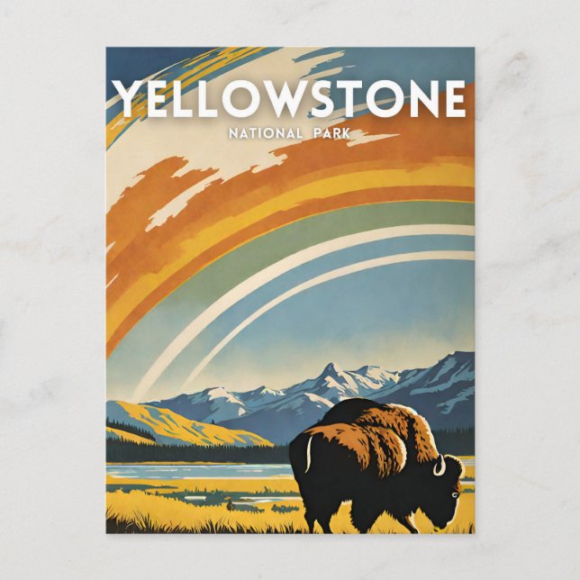Carte Postale Parc national Yellowstone illustration rétro (Devant)