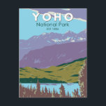 Carte Postale Parc national Yoho Canada Vintage d'art touristiqu<br><div class="desc">Design vectoriel du parc national Yoho. Le parc est situé dans les Rocheuses,  dans l'est de la Colombie-Britannique,  au Canada. Les cascades comprennent les chutes Wapta,  sur la rivière Kicking Horse,  et les tours Takakkaw.</div>
