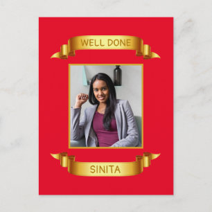 Carte Postale Parchemin d'or du "Well Done", Photo personnalisée