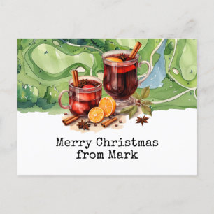 Carte Postale Parcours de golf avec boisson de Noël pour le golf