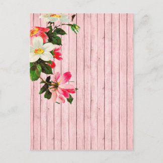 Carte Postale Pare-feu et fleurs blanches roses