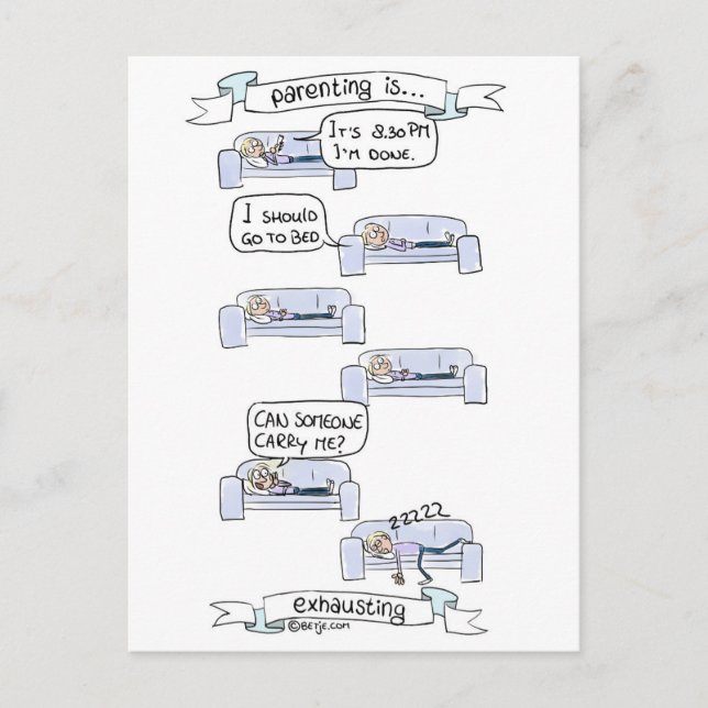 Carte Postale Parenting is... exhausting (Devant)
