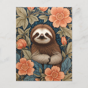 Carte Postale Paresseux mignon Élégant floral inspiré de William