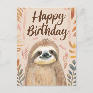 Carte Postale Paresseux mignon joyeux anniversaire