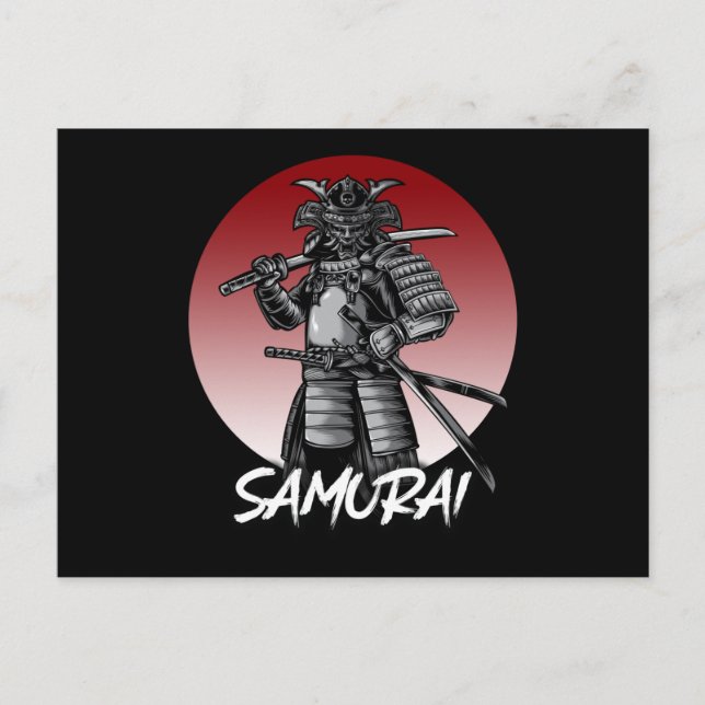 Carte Postale Parfait Samouraï Rétro Honoré - Noir et Blanc (Devant)
