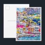 Carte Postale Parga Preveza Grèce vintage voyage aquarelle<br><div class="desc">Illustration du lieu de voyage vintage de Parga Preveza Grèce</div>