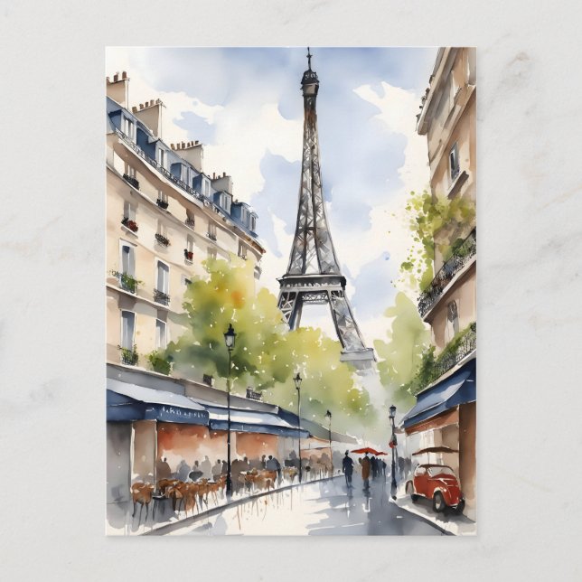Carte Postale Paris aquarelle (Devant)