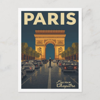 Carte Postale Paris Arc de Triomphe Vintage Travel Art