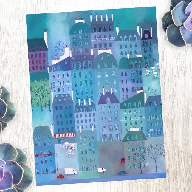 Carte Postale Paris Art (Paris France art postcard with original art by Nic Squirrell)